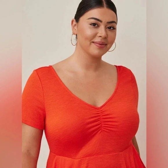 Torrid | Orange Midi Rib Knit Skater Dress Size Medium M (00) - Picture 4 of 6
